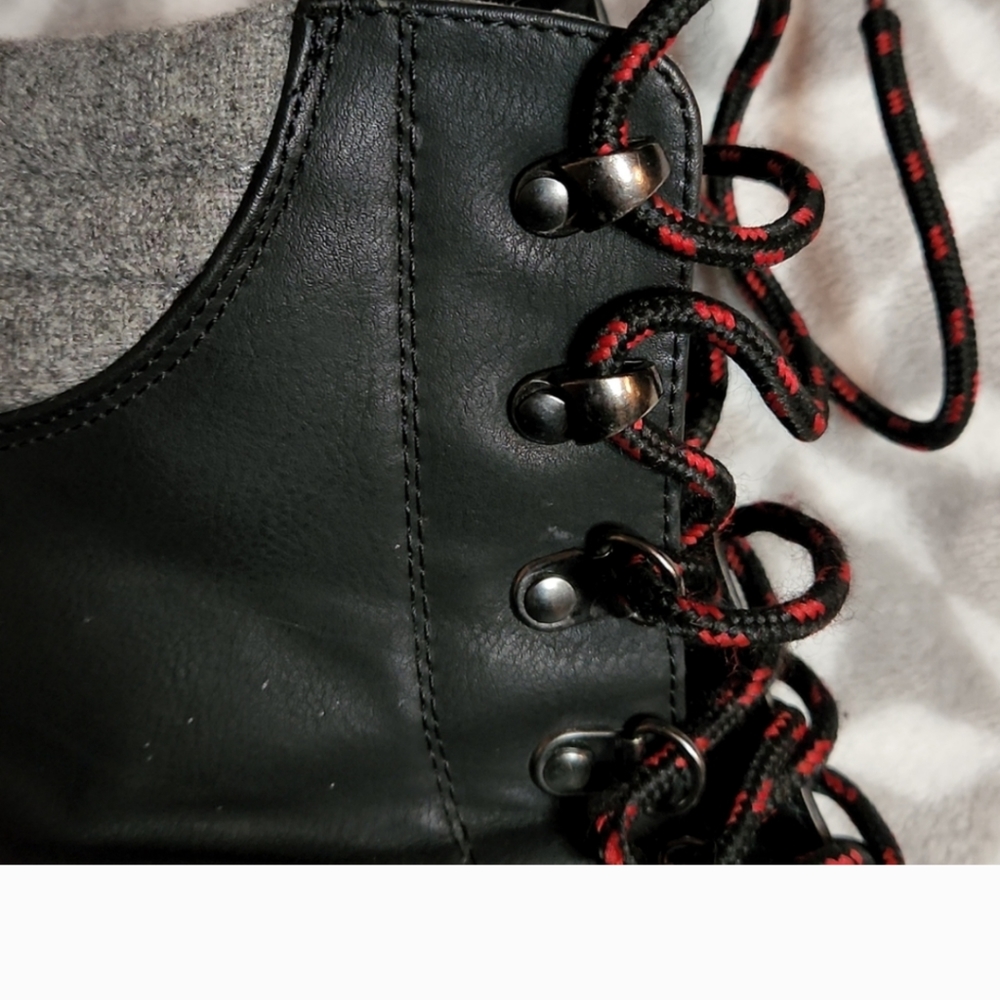 Paracord Lace Up Wedge Boots Red Black • 10